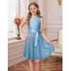 imageGRACE KARIN Girls Formal Sequin Sparkly Dress Kids Fancy Cocktail Party Birthday Pageant Christmas Dresses Size 614YLight Blue