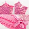 imageGRACE KARIN Girls Sequin Dress Christmas Party Dance Formal Birthday Fancy Sparkly Halter Chiffon Dresses Size 514Watermelon Red