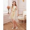 imageGRACE KARIN Girls Sequin Party Dress Sparkle Formal Birthday Pageant Prom ThreeLayer Tulle Midi Dress Size 512YChampagne Gold