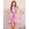 imageGRACE KARIN Girls Sequin Party Dress Sparkle Formal Birthday Pageant Prom ThreeLayer Tulle Midi Dress Size 512YPink