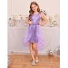 imageGRACE KARIN Girls Sequin Party Dress Sparkle Formal Birthday Pageant Prom ThreeLayer Tulle Midi Dress Size 512YPurple