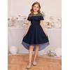 imageGRACE KARIN Girls Wedding Party Formal Dress Junior Bridemaid Dresses fo Teens Tulle High Low Dress Size 714Navy Blue