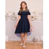imageGRACE KARIN Girls Wedding Party Formal Dress Junior Bridemaid Dresses fo Teens Tulle High Low Dress Size 714Navy Blue