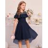 imageGRACE KARIN Girls Wedding Party Formal Dress Junior Bridemaid Dresses fo Teens Tulle High Low Dress Size 714Navy Blue