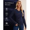 imageGRACE KARIN Knit Cardigan Sweaters for Women Long Sleeve Ribbed Button Up Sweater 2025 Fall Casual JacketNavy Blue