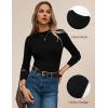 imageGRACE KARIN Merino Wool Sweaters for Women Mock Neck Base Layer Long Sleeve Soft Fitted Pullover SweaterBlack