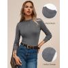 imageGRACE KARIN Merino Wool Sweaters for Women Mock Neck Base Layer Long Sleeve Soft Fitted Pullover SweaterGrey