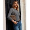 imageGRACE KARIN Merino Wool Sweaters for Women Mock Neck Base Layer Long Sleeve Soft Fitted Pullover SweaterGrey