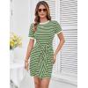 imageGRACE KARIN Striped Shirt Dresses for Women Front Tie Crewneck Wrap Dress Short Sleeve TShirt Casual Mini Bodycon DressGreen