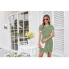 imageGRACE KARIN Striped Shirt Dresses for Women Front Tie Crewneck Wrap Dress Short Sleeve TShirt Casual Mini Bodycon DressGreen