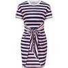 imageGRACE KARIN Striped Shirt Dresses for Women Front Tie Crewneck Wrap Dress Short Sleeve TShirt Casual Mini Bodycon DressPink Navy Blue