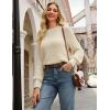 imageGRACE KARIN Sweaters for Women 2025 Mock Neck Fall Sweater Long Sleeve Side Slit Chunky Pullover TopsBeige