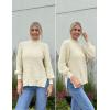 imageGRACE KARIN Sweaters for Women 2025 Mock Neck Fall Sweater Long Sleeve Side Slit Chunky Pullover TopsBeige