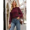 imageGRACE KARIN Sweaters for Women 2025 Mock Neck Fall Sweater Long Sleeve Side Slit Chunky Pullover TopsWine Red