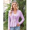 imageGRACE KARIN Women 2025 Button Down Lightweight Cardigan Casual Open Front Sweater Crochet Tops Knitted CoatPurple