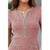 imageGRACE KARIN Women 2025 Summer V Neck Short Sleeve Button Knit Color Block A Line Elegant Formal Work Dresses with Pocket