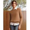 imageGRACE KARIN Women Cashmere Sweater Crew Neck Merino Wool Soft Pullover Layer Dressy Casual 2025 Fall with SocksBrown