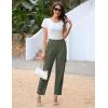 imageGRACE KARIN Women High Waisted Business Casual Pants Dressy Cuffed Work Office Trouser Slacks with PocketsArmy Green
