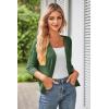imageGRACE KARIN Womens 2025 Cropped Cardigan 34 Sleeve Lightweight Crochet Shrug HollowedOut Knit Sweater TopsArmy Green