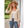 imageGRACE KARIN Womens 2025 Cropped Cardigan 34 Sleeve Lightweight Crochet Shrug HollowedOut Knit Sweater TopsBeige