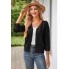 imageGRACE KARIN Womens 2025 Cropped Cardigan 34 Sleeve Lightweight Crochet Shrug HollowedOut Knit Sweater TopsBlack