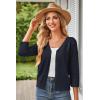imageGRACE KARIN Womens 2025 Cropped Cardigan 34 Sleeve Lightweight Crochet Shrug HollowedOut Knit Sweater TopsDark Blue