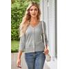 imageGRACE KARIN Womens 2025 Cropped Cardigan 34 Sleeve Lightweight Crochet Shrug HollowedOut Knit Sweater TopsGray