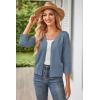 imageGRACE KARIN Womens 2025 Cropped Cardigan 34 Sleeve Lightweight Crochet Shrug HollowedOut Knit Sweater TopsGray Blue