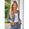 imageGRACE KARIN Womens 2025 Cropped Cardigan 34 Sleeve Lightweight Crochet Shrug HollowedOut Knit Sweater TopsGray Blue