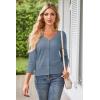imageGRACE KARIN Womens 2025 Cropped Cardigan 34 Sleeve Lightweight Crochet Shrug HollowedOut Knit Sweater TopsGray Blue