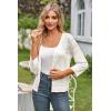 imageGRACE KARIN Womens 2025 Cropped Cardigan 34 Sleeve Lightweight Crochet Shrug HollowedOut Knit Sweater TopsIvory White