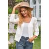 imageGRACE KARIN Womens 2025 Cropped Cardigan 34 Sleeve Lightweight Crochet Shrug HollowedOut Knit Sweater TopsIvory White