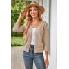 imageGRACE KARIN Womens 2025 Cropped Cardigan 34 Sleeve Lightweight Crochet Shrug HollowedOut Knit Sweater TopsKhaki