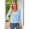imageGRACE KARIN Womens 2025 Cropped Cardigan 34 Sleeve Lightweight Crochet Shrug HollowedOut Knit Sweater TopsLight Blue