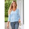 imageGRACE KARIN Womens 2025 Cropped Cardigan 34 Sleeve Lightweight Crochet Shrug HollowedOut Knit Sweater TopsLight Blue