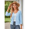 imageGRACE KARIN Womens 2025 Cropped Cardigan 34 Sleeve Lightweight Crochet Shrug HollowedOut Knit Sweater TopsLight Blue
