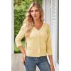 imageGRACE KARIN Womens 2025 Cropped Cardigan 34 Sleeve Lightweight Crochet Shrug HollowedOut Knit Sweater TopsLight Yellow