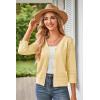 imageGRACE KARIN Womens 2025 Cropped Cardigan 34 Sleeve Lightweight Crochet Shrug HollowedOut Knit Sweater TopsLight Yellow