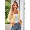 imageGRACE KARIN Womens 2025 Cropped Cardigan 34 Sleeve Lightweight Crochet Shrug HollowedOut Knit Sweater TopsLight Yellow