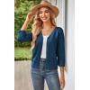 imageGRACE KARIN Womens 2025 Cropped Cardigan 34 Sleeve Lightweight Crochet Shrug HollowedOut Knit Sweater TopsNavy Blue