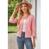 imageGRACE KARIN Womens 2025 Cropped Cardigan 34 Sleeve Lightweight Crochet Shrug HollowedOut Knit Sweater TopsPink