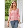 imageGRACE KARIN Womens 2025 Cropped Cardigan 34 Sleeve Lightweight Crochet Shrug HollowedOut Knit Sweater TopsPink