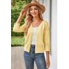 imageGRACE KARIN Womens 2025 Cropped Cardigan 34 Sleeve Lightweight Crochet Shrug HollowedOut Knit Sweater TopsYellow