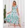imageGRACE KARIN Womens 2025 Floral Summer VNeck Ruffle Sleeve Empire Waist ALine Casual Maxi Tiered Dress with PocketsGreen