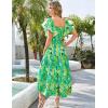 imageGRACE KARIN Womens 2025 Floral Summer VNeck Ruffle Sleeve Empire Waist ALine Casual Maxi Tiered Dress with PocketsGreen Flower