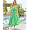 imageGRACE KARIN Womens 2025 Floral Summer VNeck Ruffle Sleeve Empire Waist ALine Casual Maxi Tiered Dress with PocketsGreen Flower