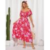 imageGRACE KARIN Womens 2025 Floral Summer VNeck Ruffle Sleeve Empire Waist ALine Casual Maxi Tiered Dress with PocketsRed