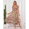 imageGRACE KARIN Womens 2025 Floral Summer VNeck Ruffle Sleeve Empire Waist ALine Casual Maxi Tiered Dress with PocketsRed Blue
