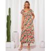 imageGRACE KARIN Womens 2025 Floral Summer VNeck Ruffle Sleeve Empire Waist ALine Casual Maxi Tiered Dress with PocketsRed Blue