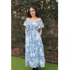 imageGRACE KARIN Womens 2025 Floral Summer VNeck Ruffle Sleeve Empire Waist ALine Casual Maxi Tiered Dress with PocketsWhite Blue Flower